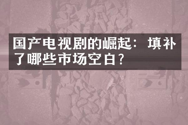 国产电视剧的崛起：填补了哪些市场空白？