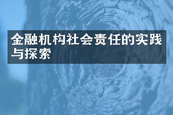 金融机构社会责任的实践与探索