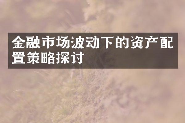 金融市场波动下的资产配置策略探讨