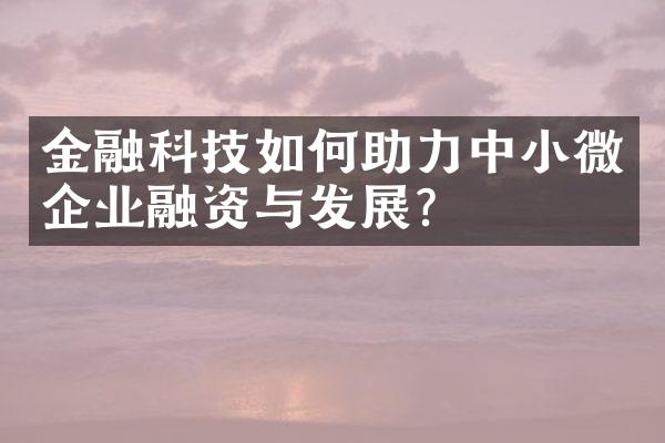 金融科技如何助力中小微企业融资与发展？