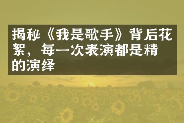 揭秘《我是歌手》背后花絮，每一次表演都是精彩的演绎