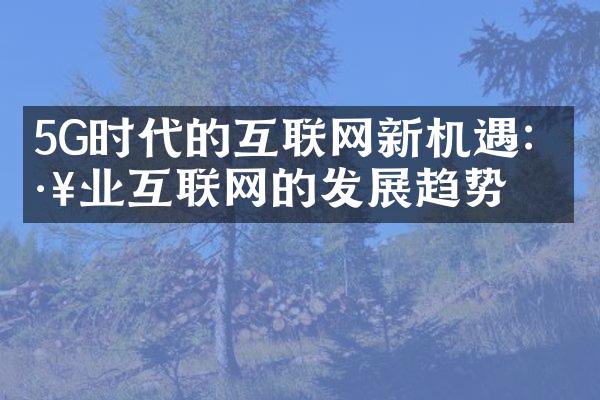 5G时代的互联网新机遇：工业互联网的发展趋势