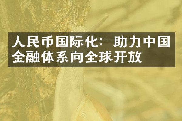 人民币国际化：助力中国金融体系向全球开放