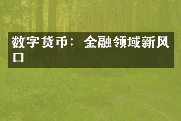 数字货币：金融领域新风口