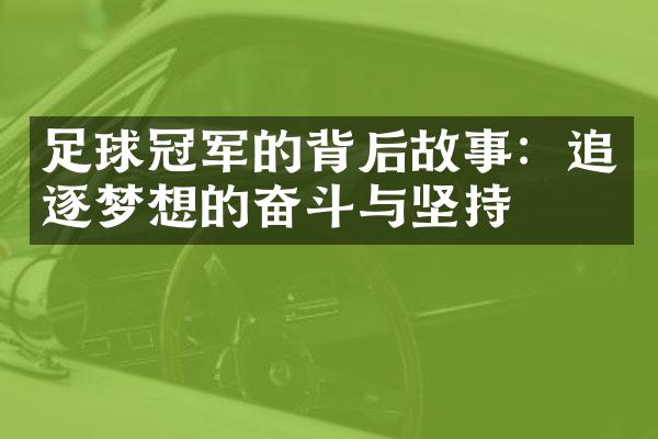 足球冠军的背后故事：追逐梦想的奋斗与坚持