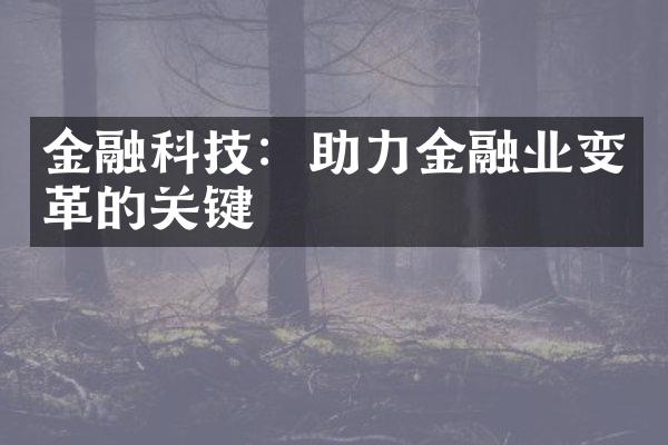 金融科技：助力金融业变革的关键