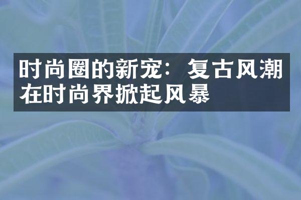 时尚圈的新宠：复古风潮在时尚界掀起风暴