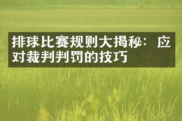 排球比赛规则大揭秘：应对裁判判罚的技巧