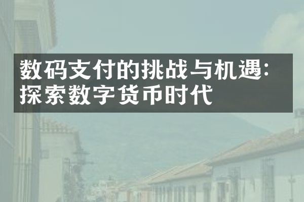 数码支付的挑战与机遇：探索数字货币时代