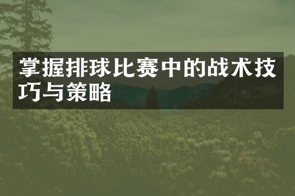 掌握排球比赛中的战术技巧与策略