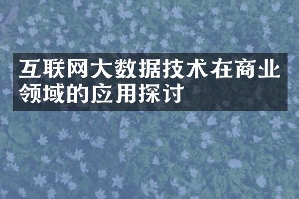 互联网数据技术在商业领域的应用探讨