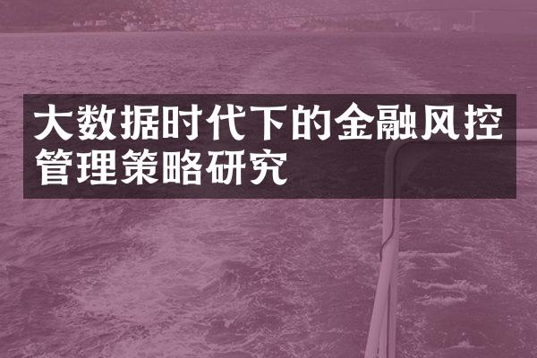 大数据时代下的金融风控管理策略研究