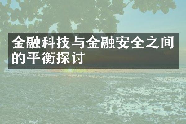 金融科技与金融安全之间的平衡探讨