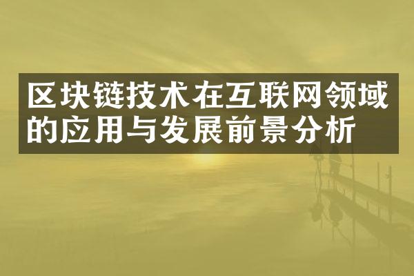 区块链技术在互联网领域的应用与发展前景分析