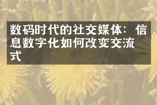 数码时代的社交媒体：信息数字化如何改变交流方式