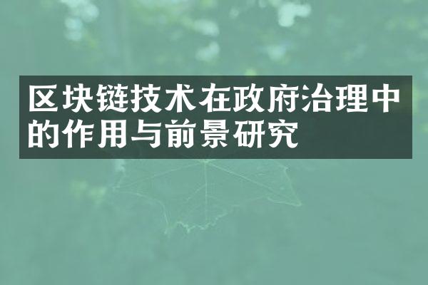 区块链技术在治理中的作用与前景研究