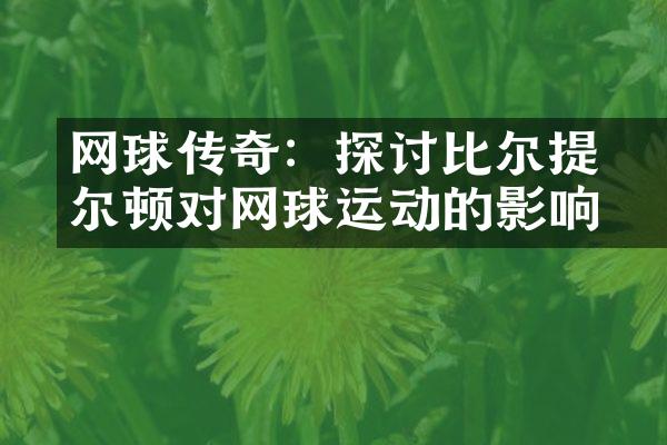 网球传奇：探讨比尔•提尔顿对网球运动的影响