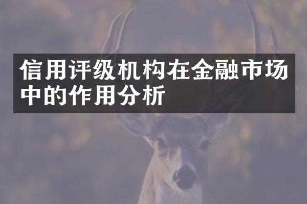 信用评级机构在金融市场中的作用分析