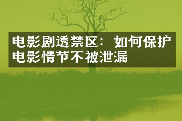 电影剧透禁区：如何保护电影情节不被泄漏