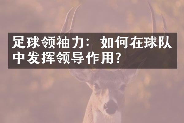 足球力：如何在球队中发挥领导作用？