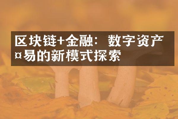 区块链+金融：数字资产交易的新模式探索