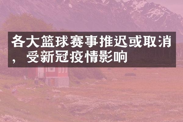 各大篮球赛事推迟或取消，受新冠疫情影响