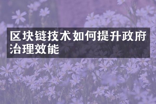 区块链技术如何提升政府治理效能