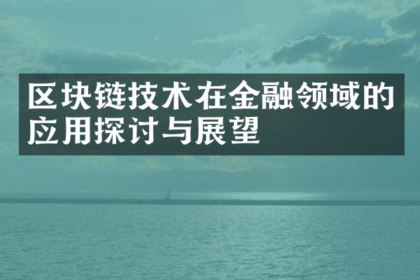 区块链技术在金融领域的应用探讨与展望