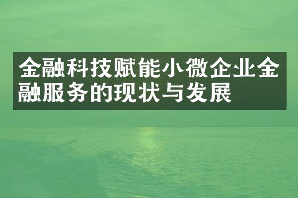 金融科技赋能小微企业金融服务的现状与发展