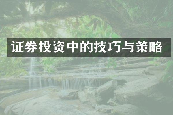 证券投资中的技巧与策略