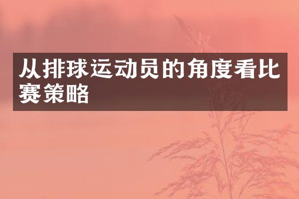 从排球运动员的角度看比赛策略