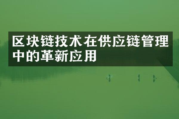 区块链技术在供应链管理中的革新应用