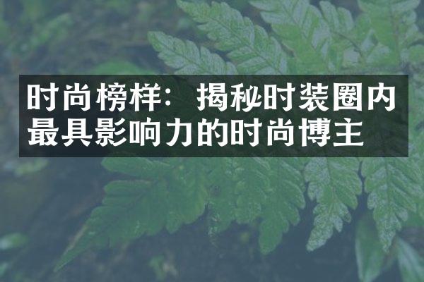 时尚榜样：揭秘时装圈内最具影响力的时尚博主