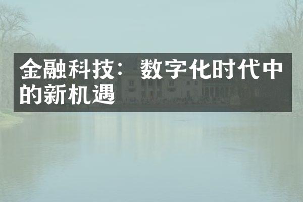 金融科技：数字化时代中的新机遇