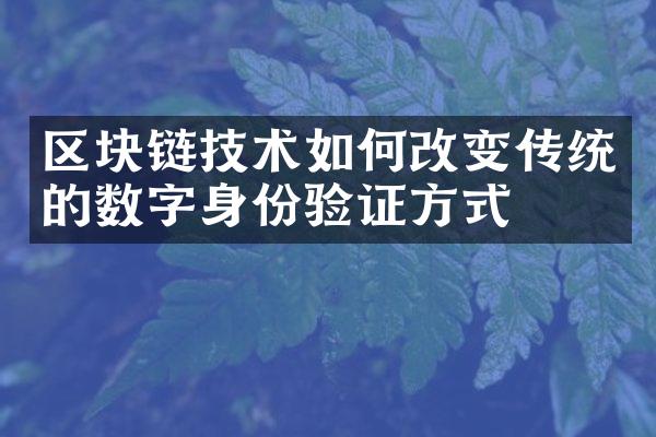 区块链技术如何改变传统的数字身份验证方式