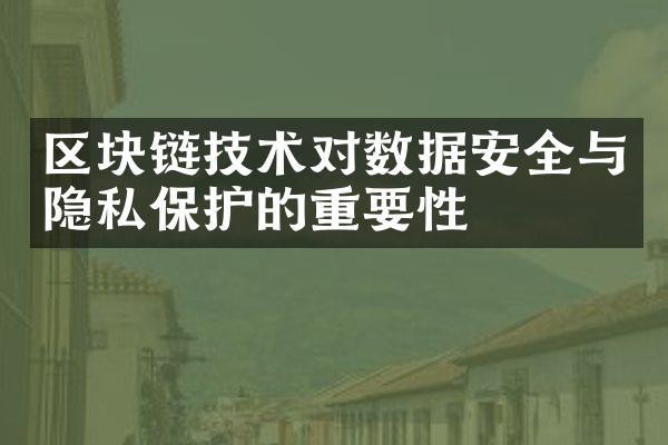 区块链技术对数据安全与隐私保护的重要性