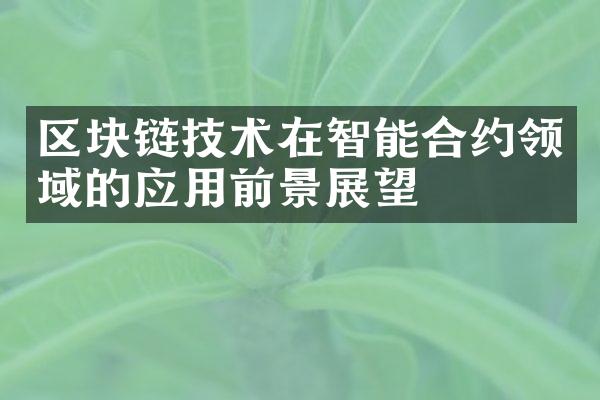 区块链技术在智能合约领域的应用前景展望