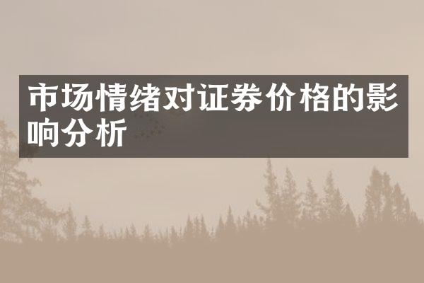 市场情绪对证券价格的影响分析