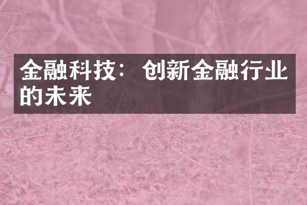 金融科技：创新金融行业的未来