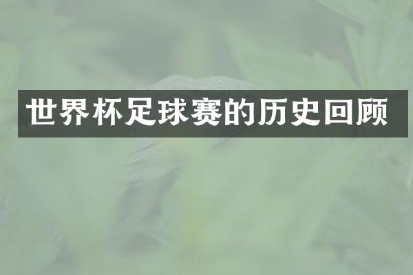 世界杯足球赛的历史回顾