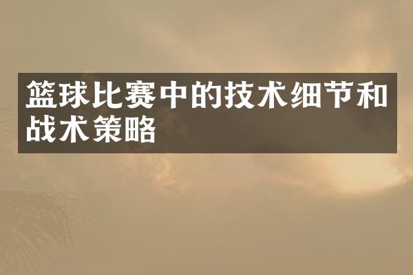 篮球比赛中的技术细节和战术策略