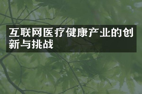 互联网医疗健康产业的创新与挑战