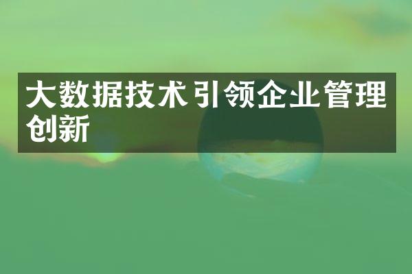 数据技术引领企业管理创新