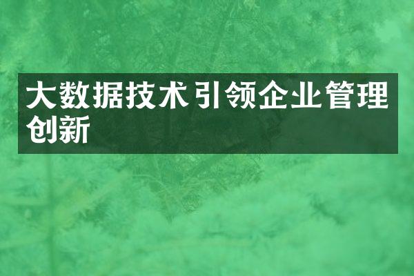 数据技术引领企业管理创新