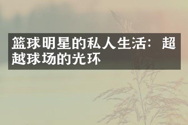 篮球明星的私人生活：超越球场的光环