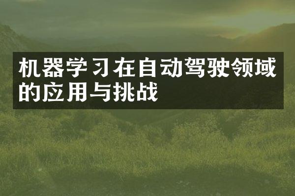 机器学在自动驾驶领域的应用与挑战