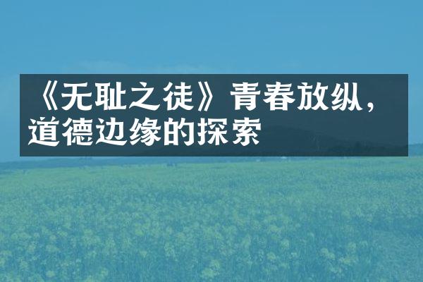 《无耻之徒》青春放纵，道德边缘的探索