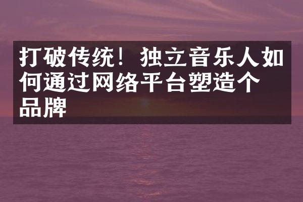 打破传统！独立音乐人如何通过网络平台塑造个人品牌