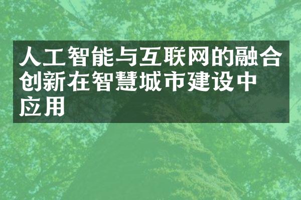 人工智能与互联网的融合创新在智慧城市建设中的应用