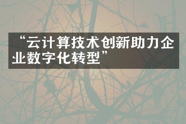 “云计算技术创新助力企业数字化转型”